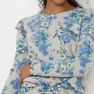 Lc Lauren Conrad ruffled sleeve floral sweatshirt